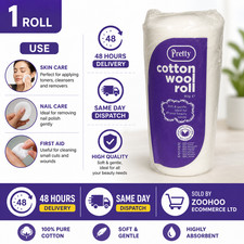 Pretty Cotton Wool Roll 100g Soft Gentle Beauty Makeup First Aid 1 Pack