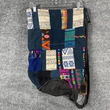 Patchwork Backpack Tote Bag Colorful Hippie Hobo Boho Lined Sack Retro Cotton