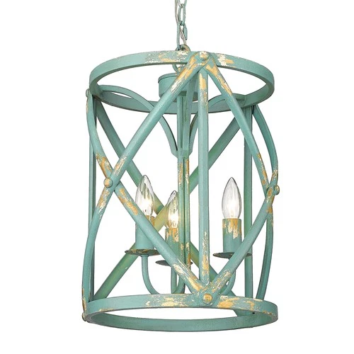 Golden Lighting 0890-3P Alcott 3 Light 13"W Taper Candle Pendant - Teal - Picture 4 of 12