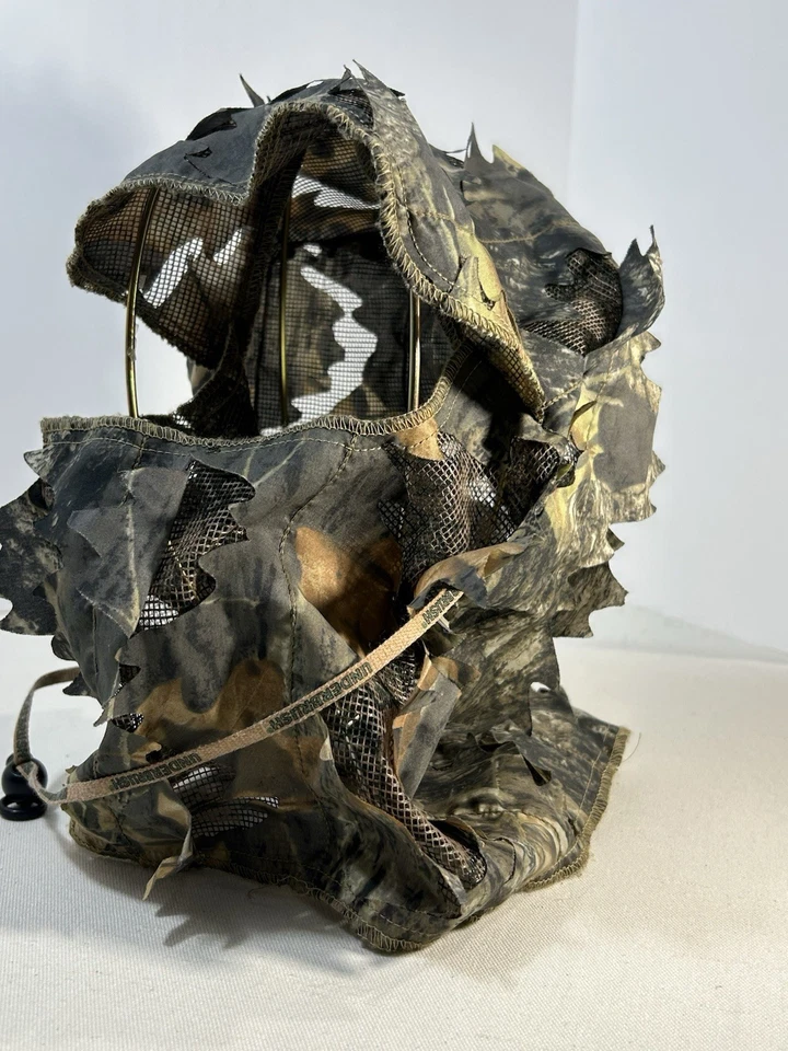 Mesh Leafed Mossy Oak Break Up Underbrush Camo Hood Warm Weather Hunting Mask - Image 2 of 4