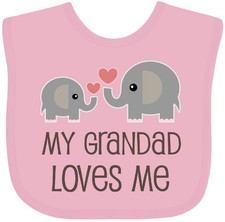 Inktastic My Grandad Loves Me Baby Bib Grandchild Childs Kids Cute Elephant