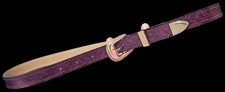 Purple Croc Embossed Leather Western Belt Gol...