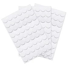 Plastic Self Adhesive Stickers 21mm Dia 162pcs in 3 Sheet White