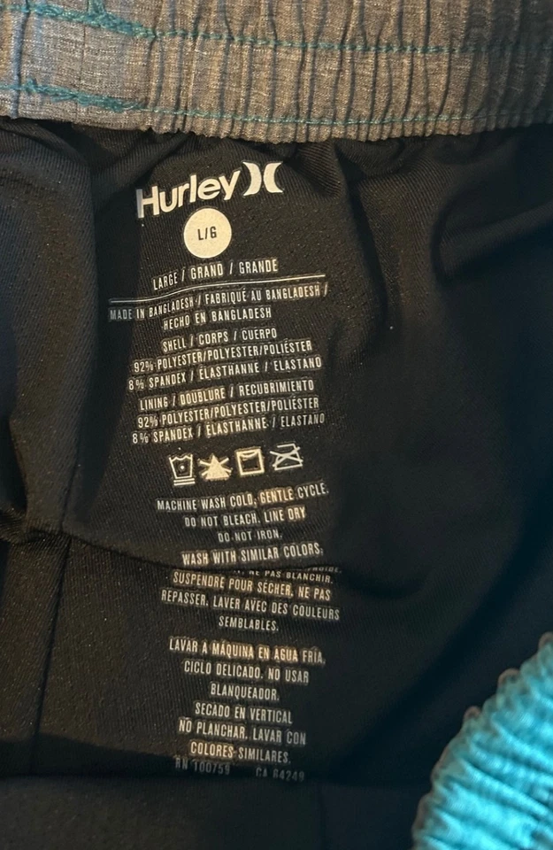 Bañador Hurley 2-1 para hombre grande verde azulado 6,5" entrepierna híbrido pantalones cortos al aire libre Foto 3 de 4