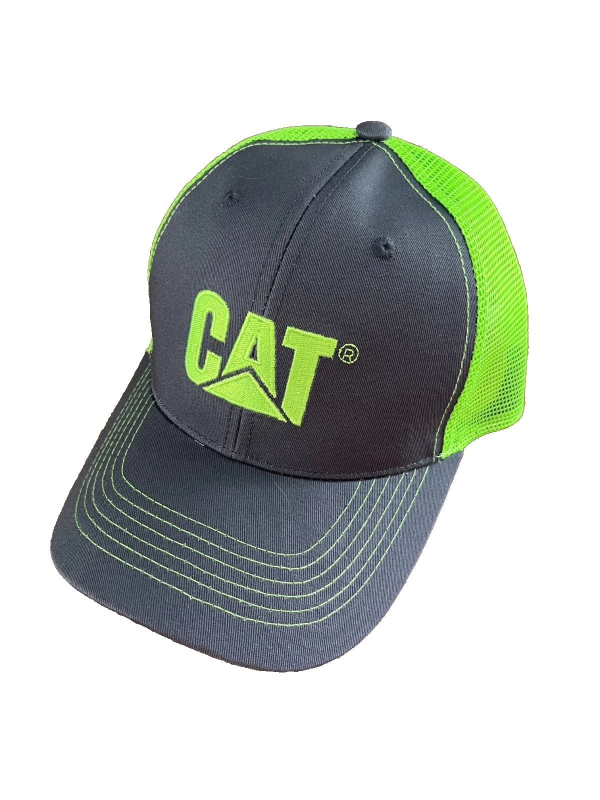 Caterpillar Equipment Bright Neon Green & Charcoal Gray Mesh Twill Cap/Hat