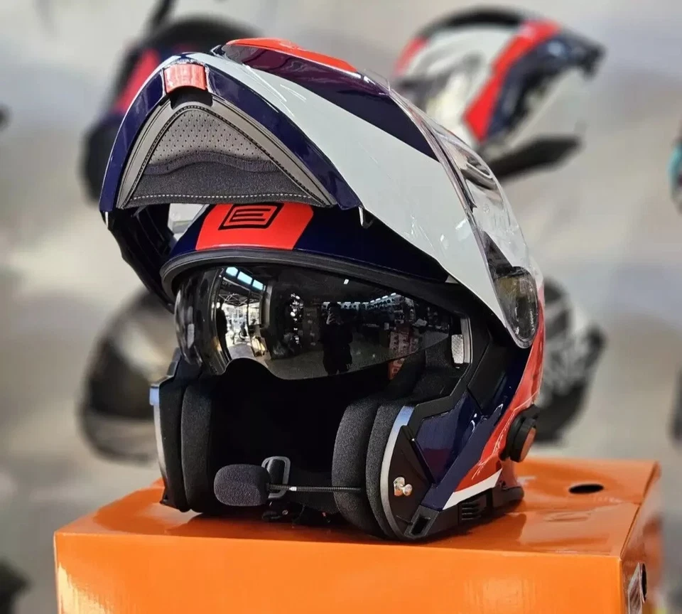 COPPIA  CASCHI MODULARI CON INTERFONO BLUETOOTH INEGRATO ORIGINE DELTA BT ROW - Immagine 2 di 4