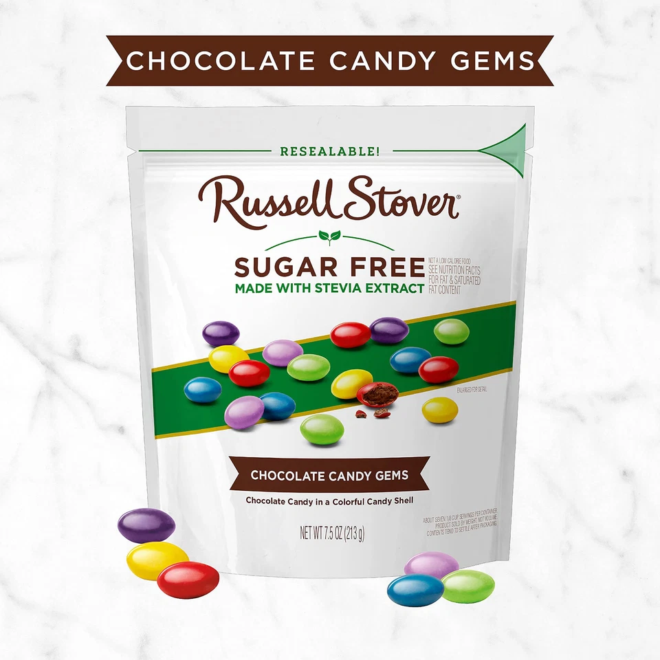 Russell Stover Sugar Free Chocolate Candy Gems 7.5 oz Stevia Sweetened - Image 3 of 4