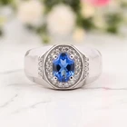 Tanzanite Oval Cut Gemstone With 925 Sterling Silver Ring For Men's