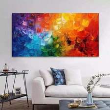 Modern Abstract Texture Hand Painted Oil Painting on Canvas Home Decoration Blue
