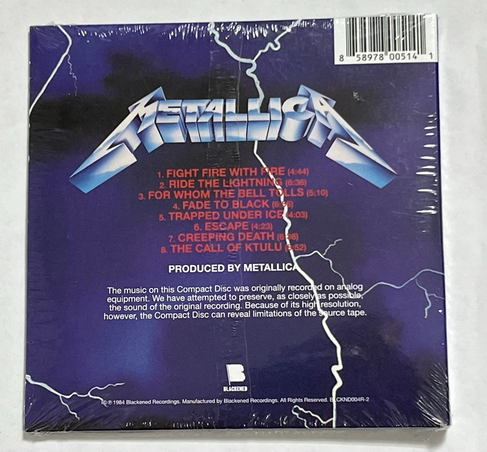 METALLICA Ride The Lightning Remastered Factory Sealed CD Hyper Sticker - Image 2 of 2