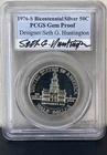 1976 S SILVER JFK Half Dollar PCGS Gem Proof Designer Sign Seth G Huntington