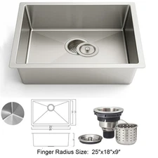 Stainless Steel Single Bowl Undermount / Topmount Kitchen Sinks Variable Sizes