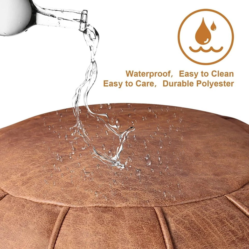 Unstuffed Runde Pouf Ottoman, Supersoft Handgefertigte Faux Dekor Pouf Ottoma... - Bild 3 von 4