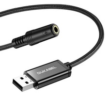 DUKABEL USB to 3.5mm Jack Audio Adapter, USB to Aux Cable with TRRS 4-Pole Mic-S