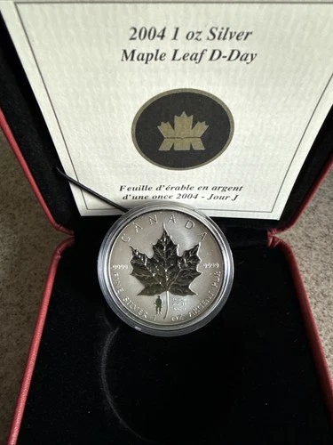 2004 Canadian Maple Leaf D-Day Privy Reverse Proof 1oz 9999 Silver coin Rm374