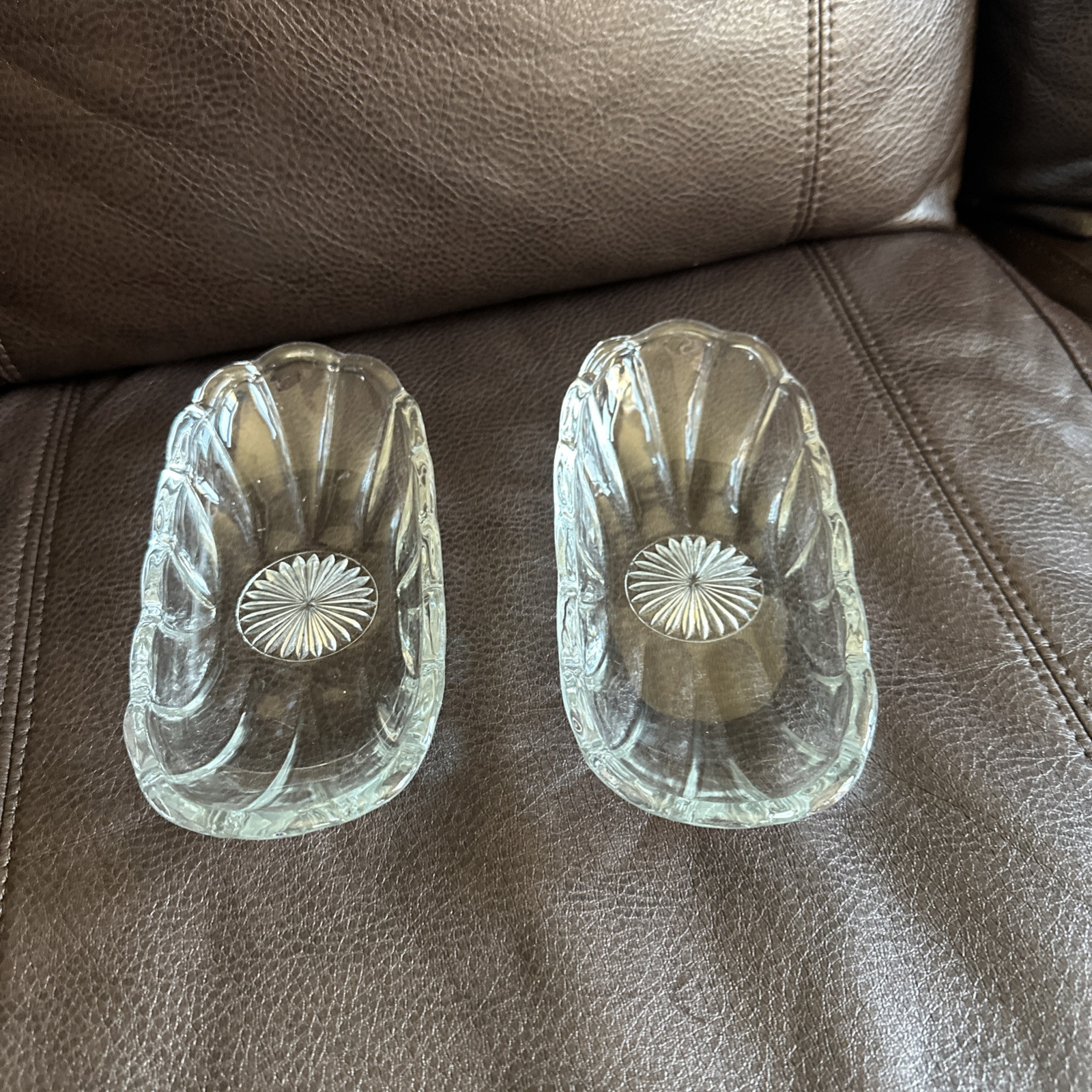 Vintage Clear Glass Butter Dish Set of 2 with Scalloped Edges 8.25 x 4 Inches