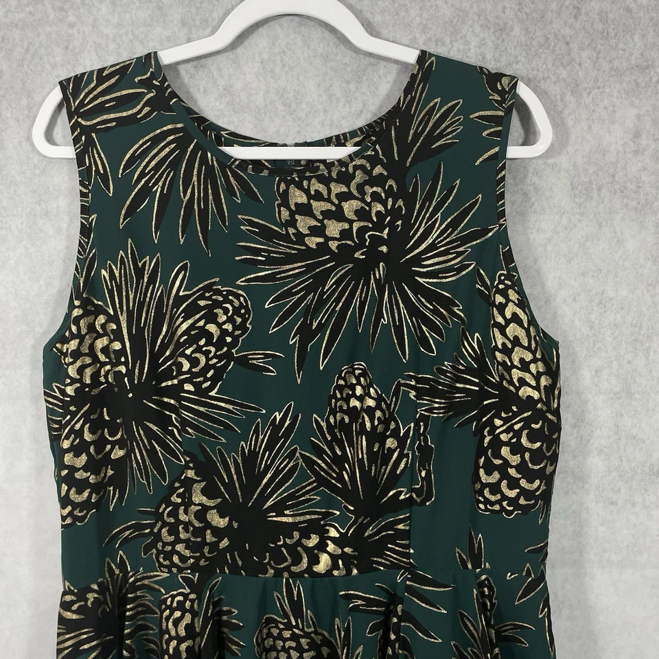 Maison Jules Pandorosa Dress Womens Green Gold Black Lined Sleeveless. - Image 3 of 4
