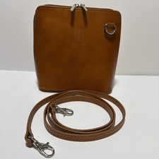 Vera Pelle Small Leather Crossbody Brown Messenger Bag Made In Italy EUC