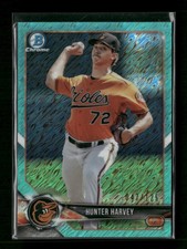 2018 Bowman #BCP4 Hunter Harvey Chrome Prospects Aqua Shimmer Refractor #/125