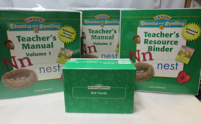 Saxon Phonics /Spelling 1 TEACHER Manual Vol 1 & 2 Resource Binder Kids Cards U3