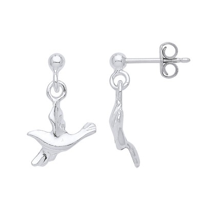 Silber Jewelco London Dove of Peace Ball Drop Ohrringe