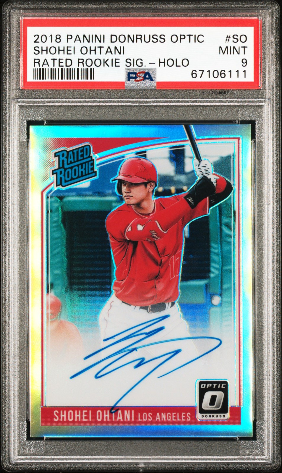 2018 PANINI DONRUSS OPTIC RATED ROOKIE SIGNATURES HOLO SHOHEI OHTANI PSA 9 AUTO