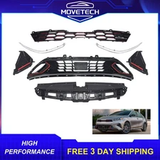 Front Grille & Bumper Trim & Radiator & Foglamp Cover Kit For 22-24 Kia Forte GT