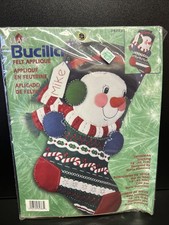 84383 SNOWMAN STOCKING Felt Applique Kit Bucilla 18  Frosty Candy Canes CUTE NEW