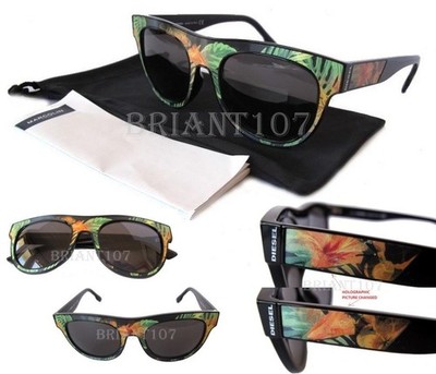 NWT Unisex Diesel Sunglasses Holographic DL0160 Orange-Flower/Gray $160 -ITALY