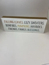 Fall Family Blessings Sign Farmhouse Rustic Tabletop 12" x 4" Thanksgiving