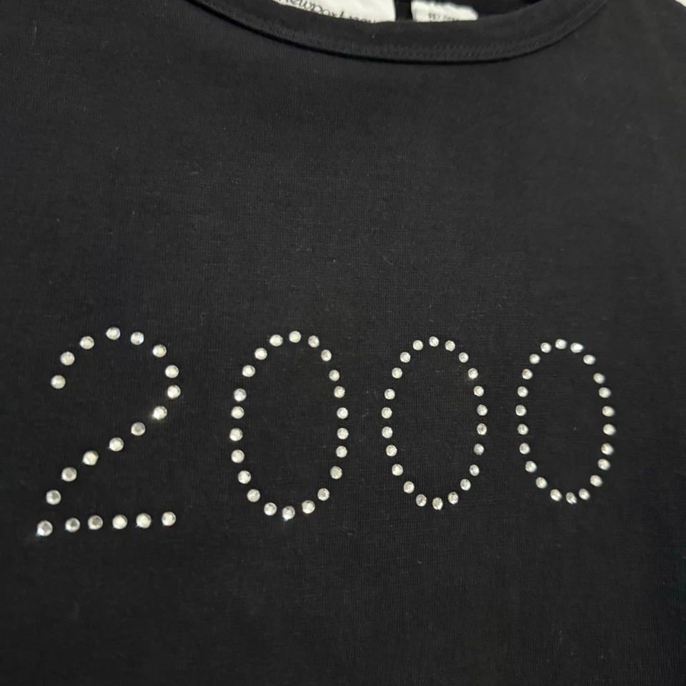 Camiseta negra manga larga Newport News Y2K 2000 estrás brillo para mujer talla M Foto 4 de 4