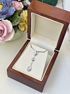 WUNDERSCHÖNE MODERNIST 925 MASSIV STERLINGSILBER DIAMANT ANHÄNGER KETTE 18'' HALSKETTE