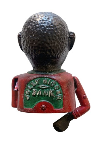 *HH* Antique Jolly Niccer Bank Piggy Bank Statue Sculpture Metal Man Black - Picture 2 of 24