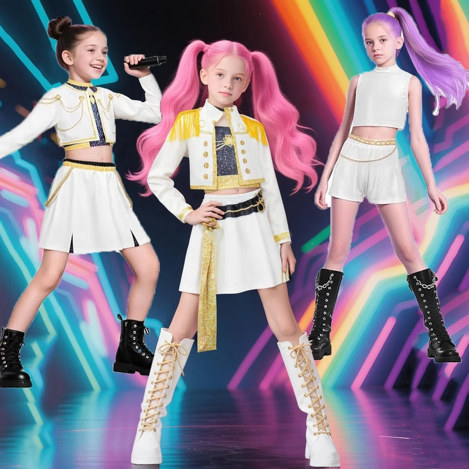 Kids Girls K-Pop Demon Hunters Costume Rumi Mira Zoey Cosplay Fancy Dress Outfit - image 3 of 4