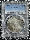 1881 U.S. $1 Morgan Dollar PCGS MS64 Lot#G586 Silver! Choice UNC!