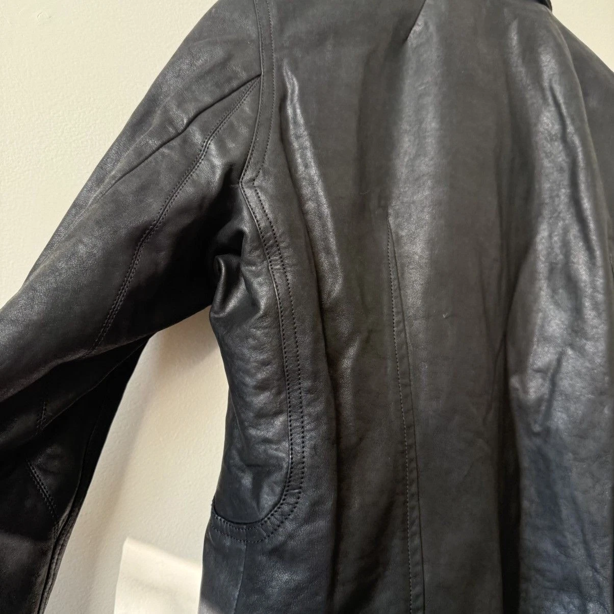 Rick Owens Stooges Leather Biker Jacket Cashmere Lining Black Sz IT 50 Italy - product detail image 16