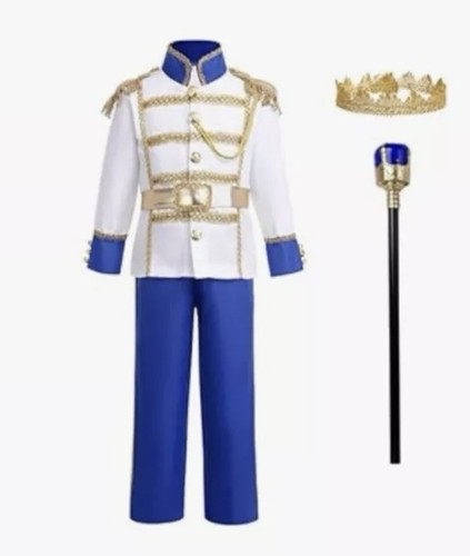 Boys White Blue Gold Prince Charming Fancy Dress Costume Age 3-4 Years - Picture 1 of 6