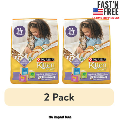 2 Bag Purina Kitten ChowHealthy Development, Indoor Dry Kitten Food,Chicken,14lb