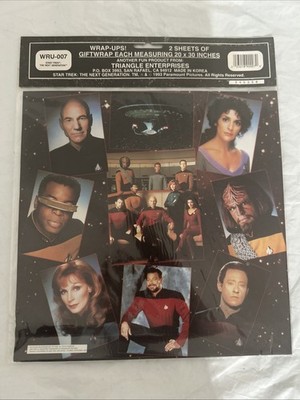 Star Trek, The Next Generation Wrap Ups Gift Wrap Two Sheets. NIP.