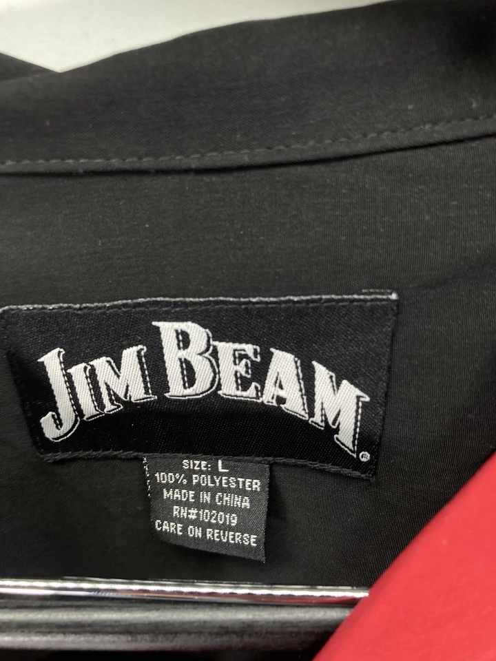 Jim Beam Cabana Bowling Shirt Men Large Red Black Button Short Sleeve Polyester - Image 4 of 4