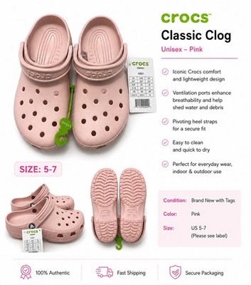 New Crocs  Pink Color Womens 7 Men s 5