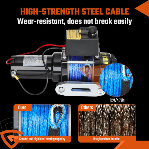 4500LBS Winch Electric Cable Winch Synthetic Rope For 4WD ATV UTV Off Road KY - Picture 3 of 15
