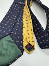 Vintage Tommy Hilfiger 100 Silk Men  s Neck Tie Made In USA Two Tone Blue Yellow