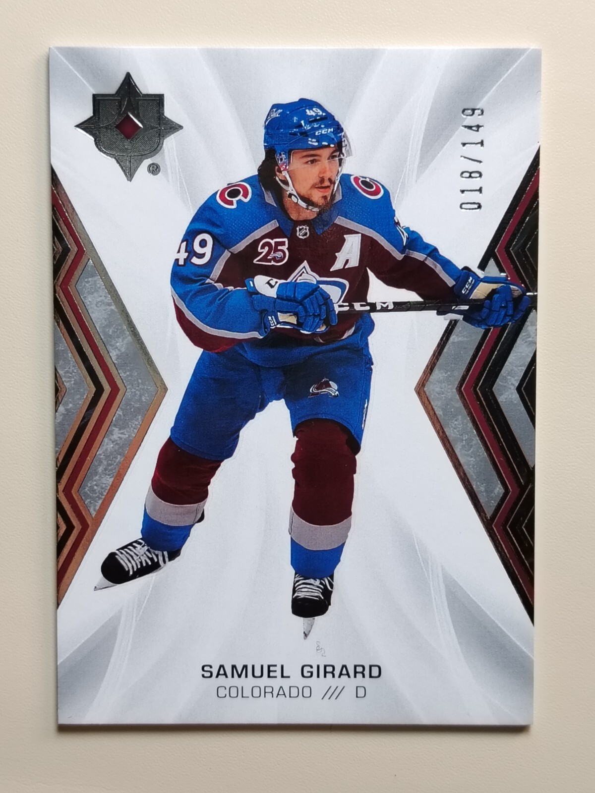 2021-22 UPPER DECK ULTIMATE COLLECTION HOCKEY SAMUEL GIRARD 018/149 #54 WJ