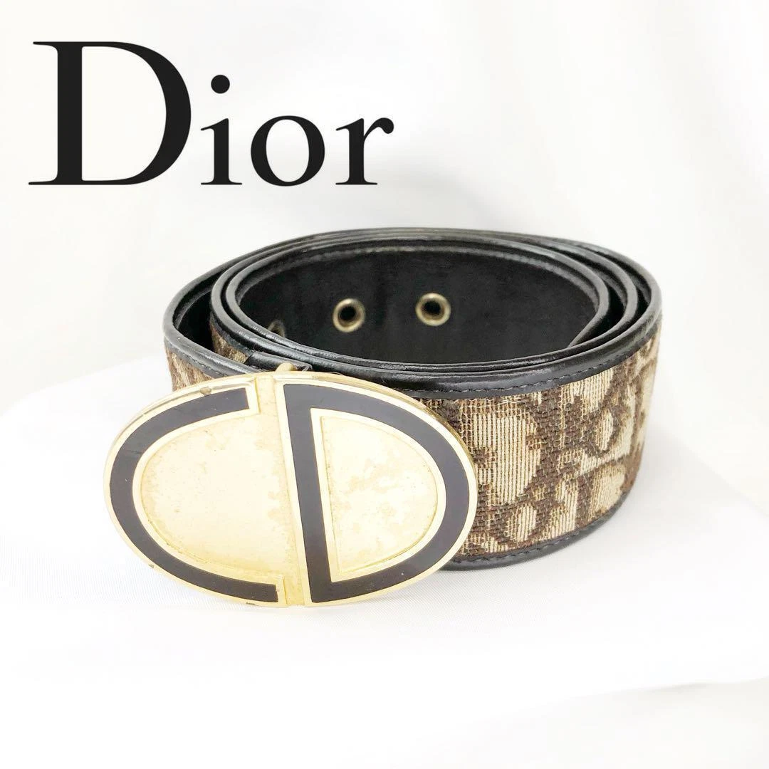 Ceinture Christian Dior marron logo trotteur accessoire mode femme
