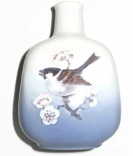 Royal Copenhagen 4878 Vase Bird & Cherry Blossoms 5 3/4" Tall