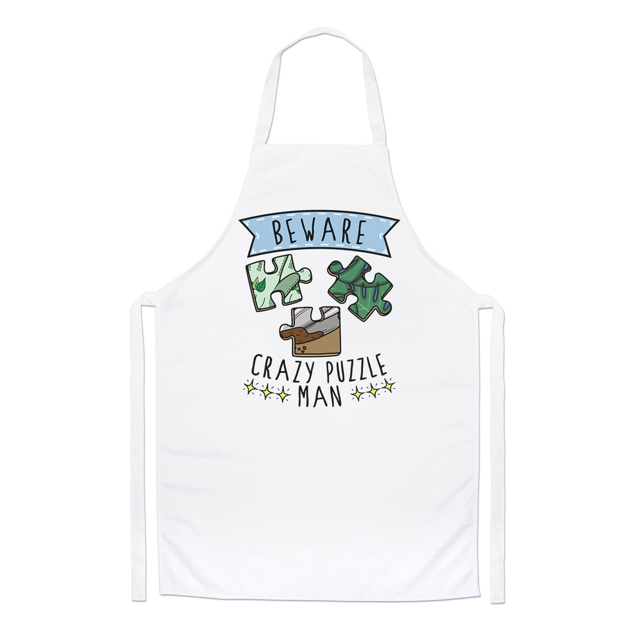 Beware Crazy Puzzle Man Chefs Apron Funny Jigsaw Puzzler Dad Cooking