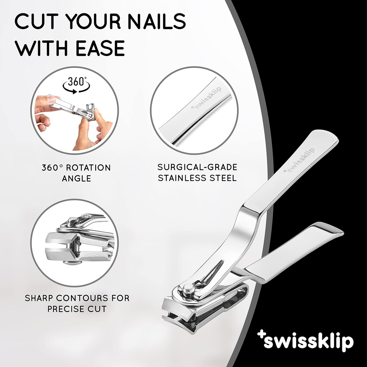 Swissklip Nail Clippers for Men Women I Well Suited as Finger