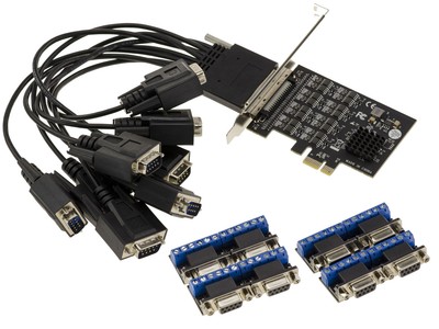 Karte Pcie x1 - 8 Anschlüsse Serie RS422 RS485 - Chipsatz Exar XR17V358 - DB9+