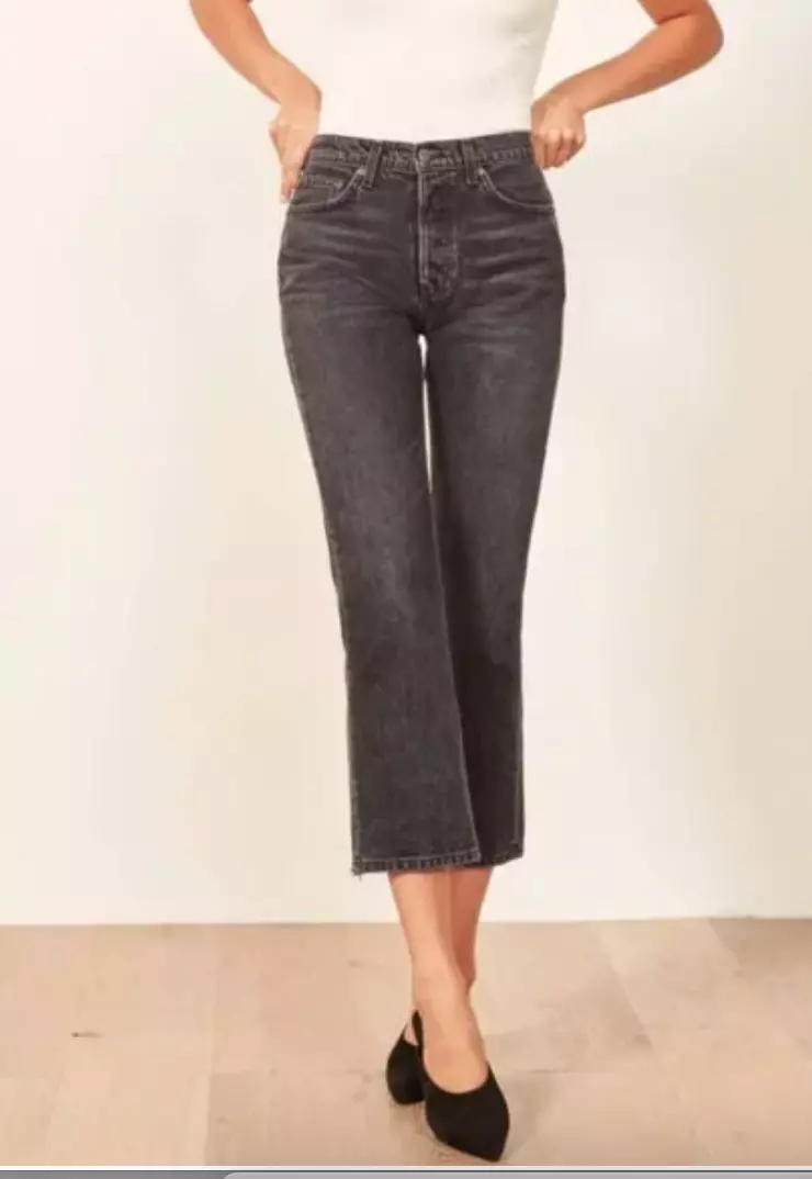 Reformation Jordi Kick Flare Jeans size 24 in Pacific black wash